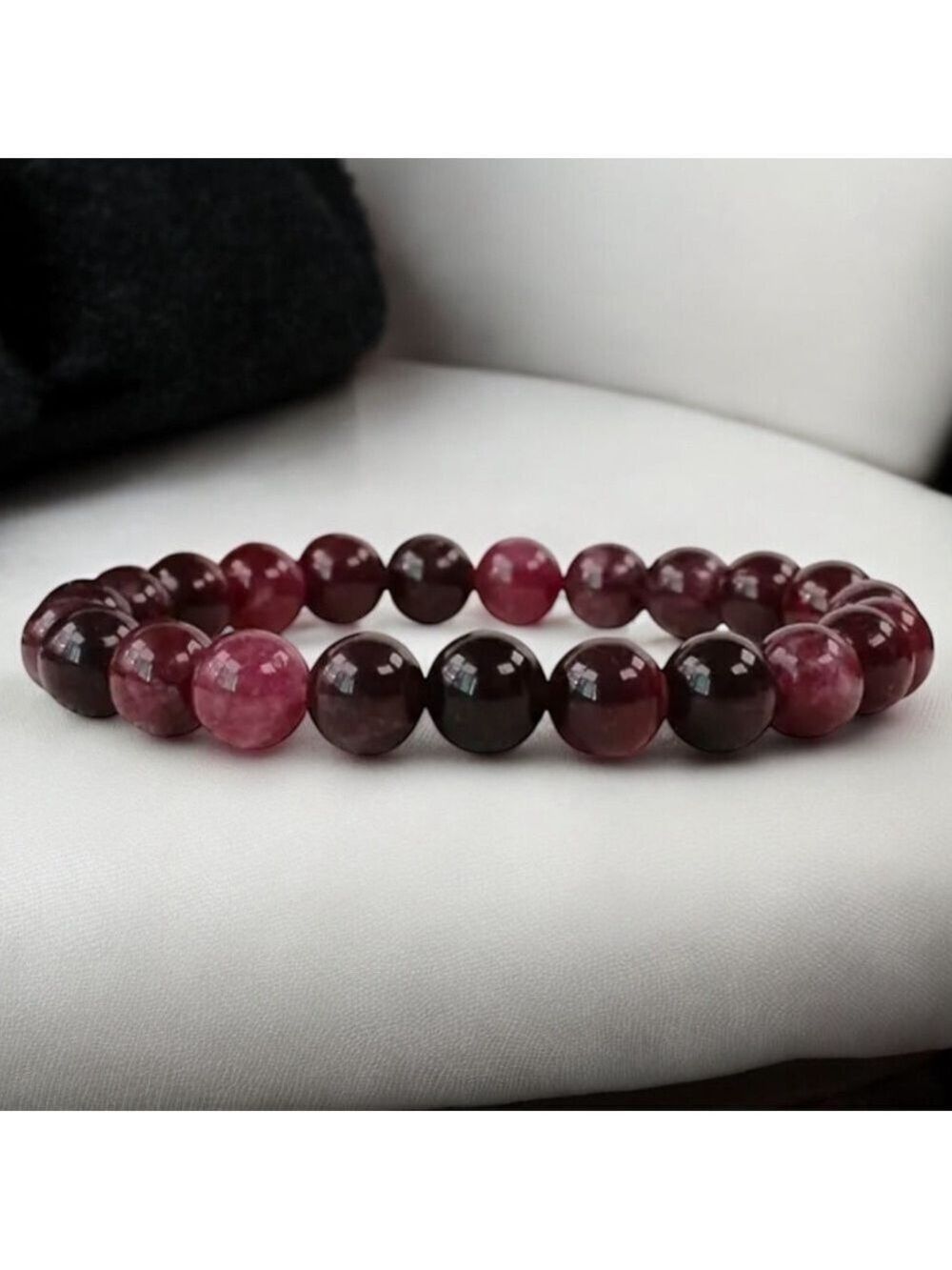 Beaded Pink and Deep Cherry Stretch Bracelet